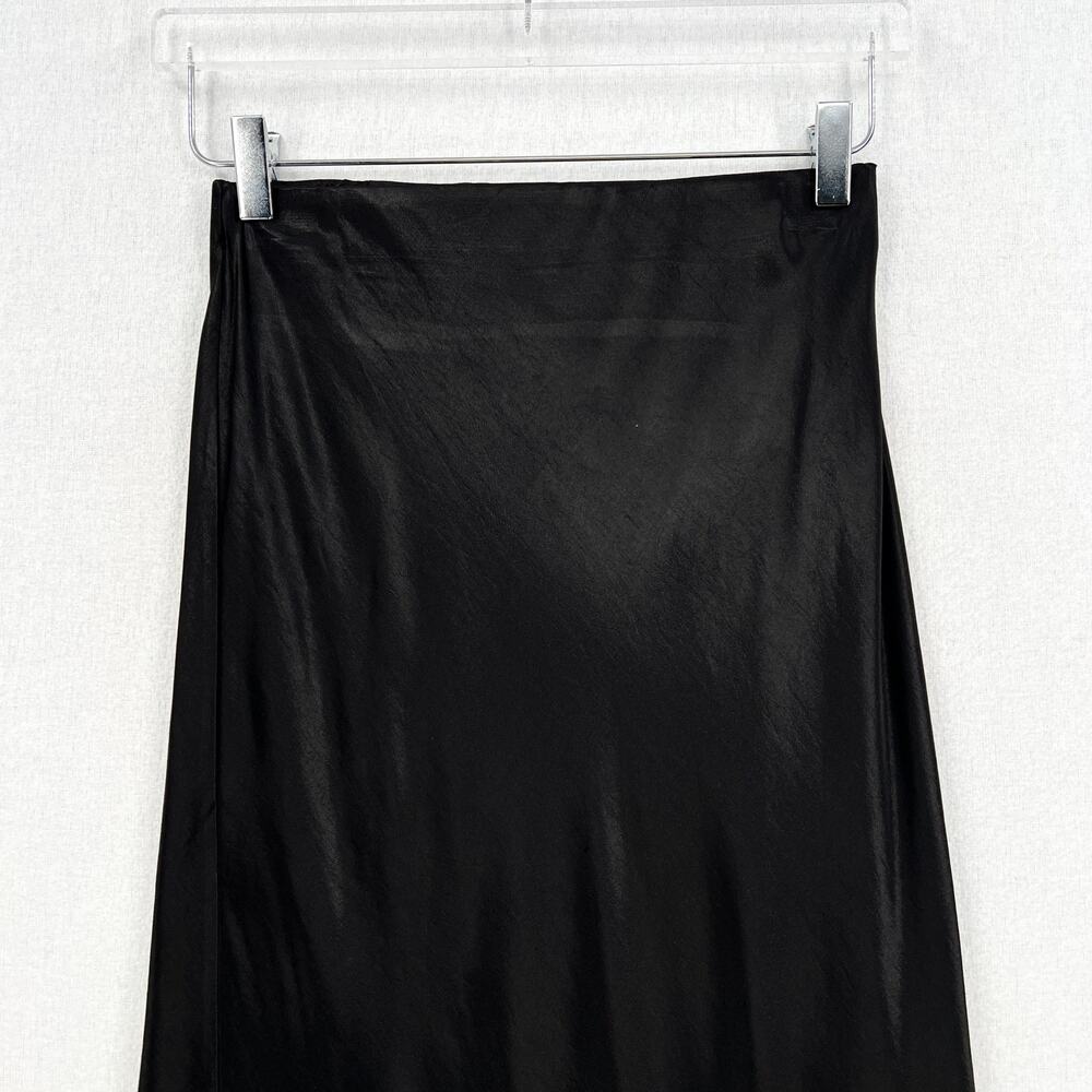 ENZA COSTA Satin Bias Cut Skirt Womens Small 1 Black Midi Pull on Slip Maxi NWOT - Picture 6 of 16